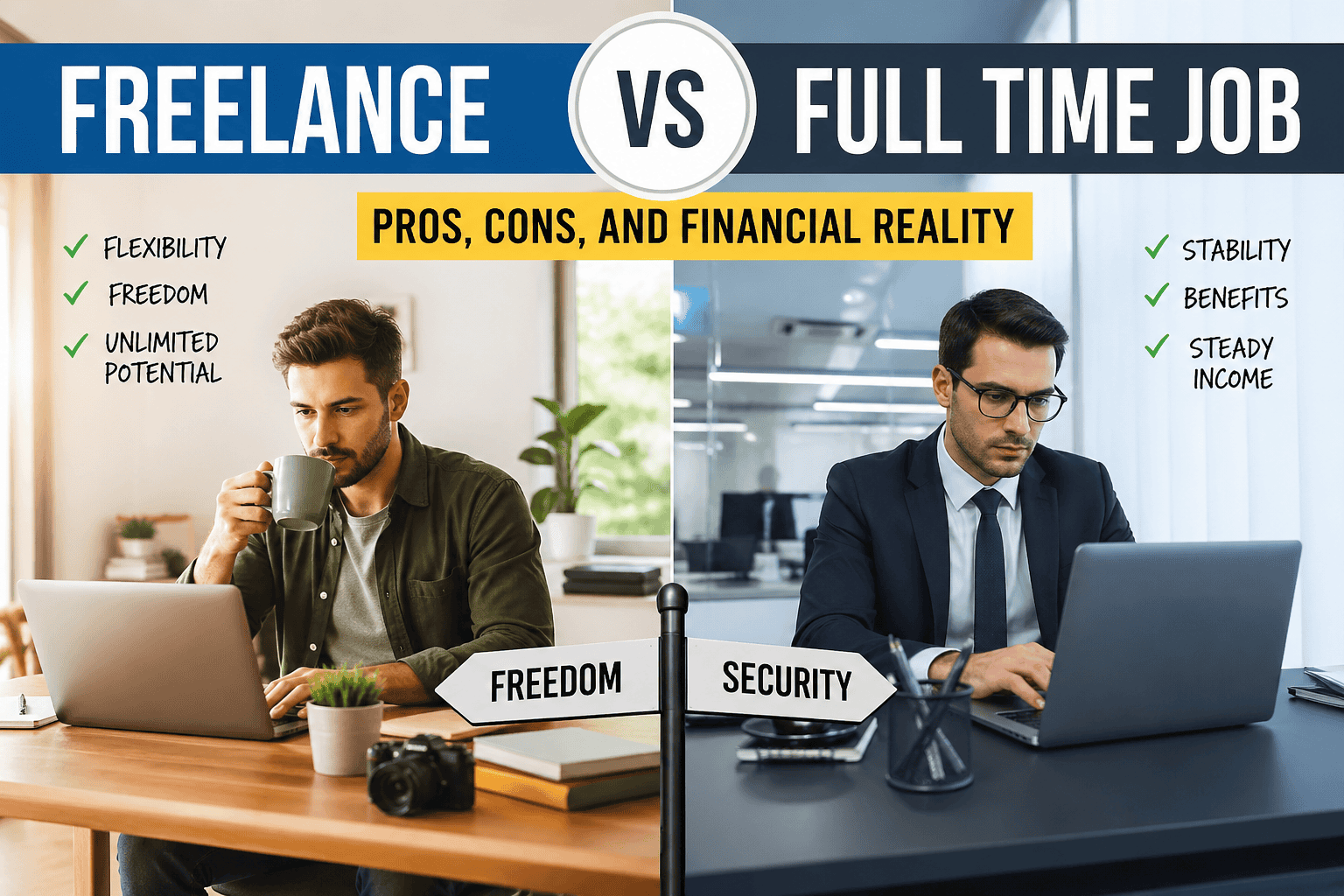freelance vs full time job pros cons financial reality
