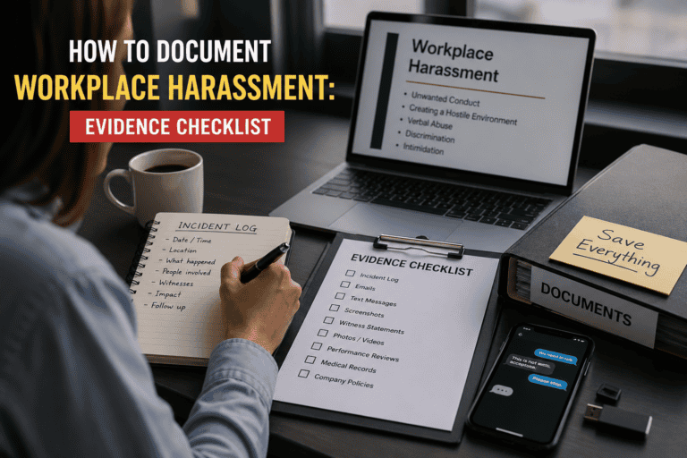 how to document workplace harassment evidence checklist featured image
