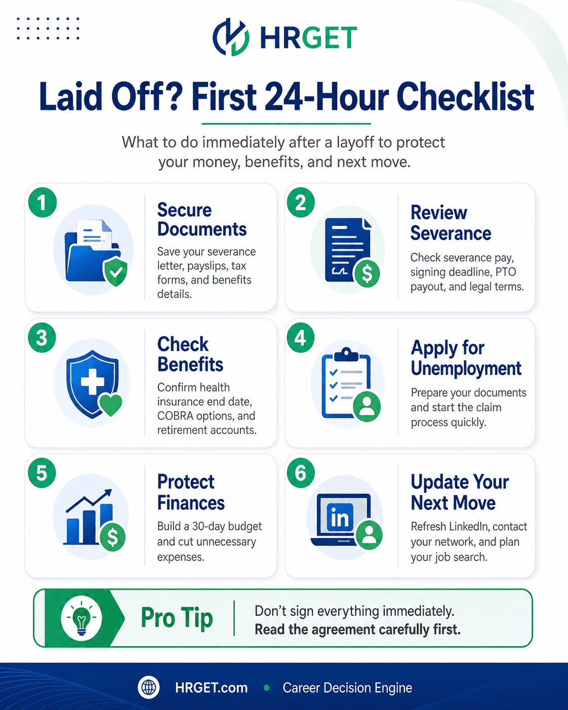 laid off first 24 hour checklist infographic